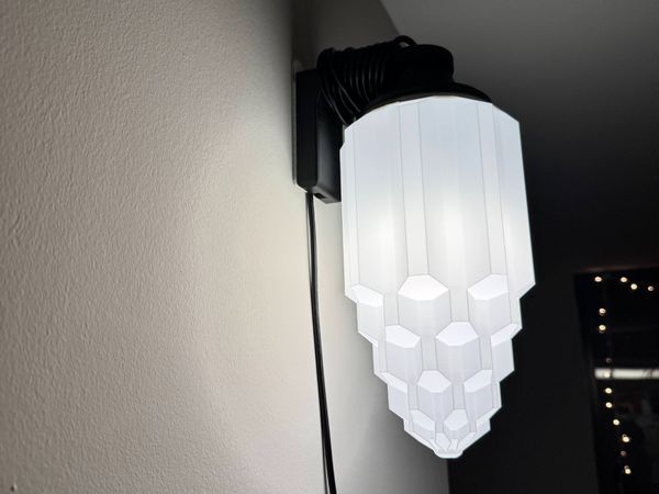 Wall Mounted Art Deco Lamp, Command Strip, E26/E27