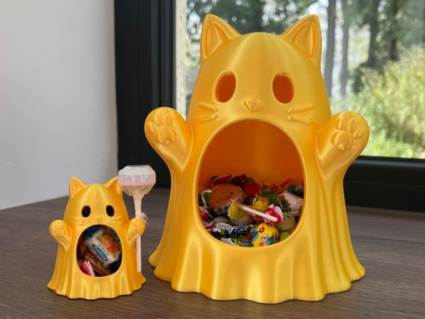 Halloween cat ghost candy bowl