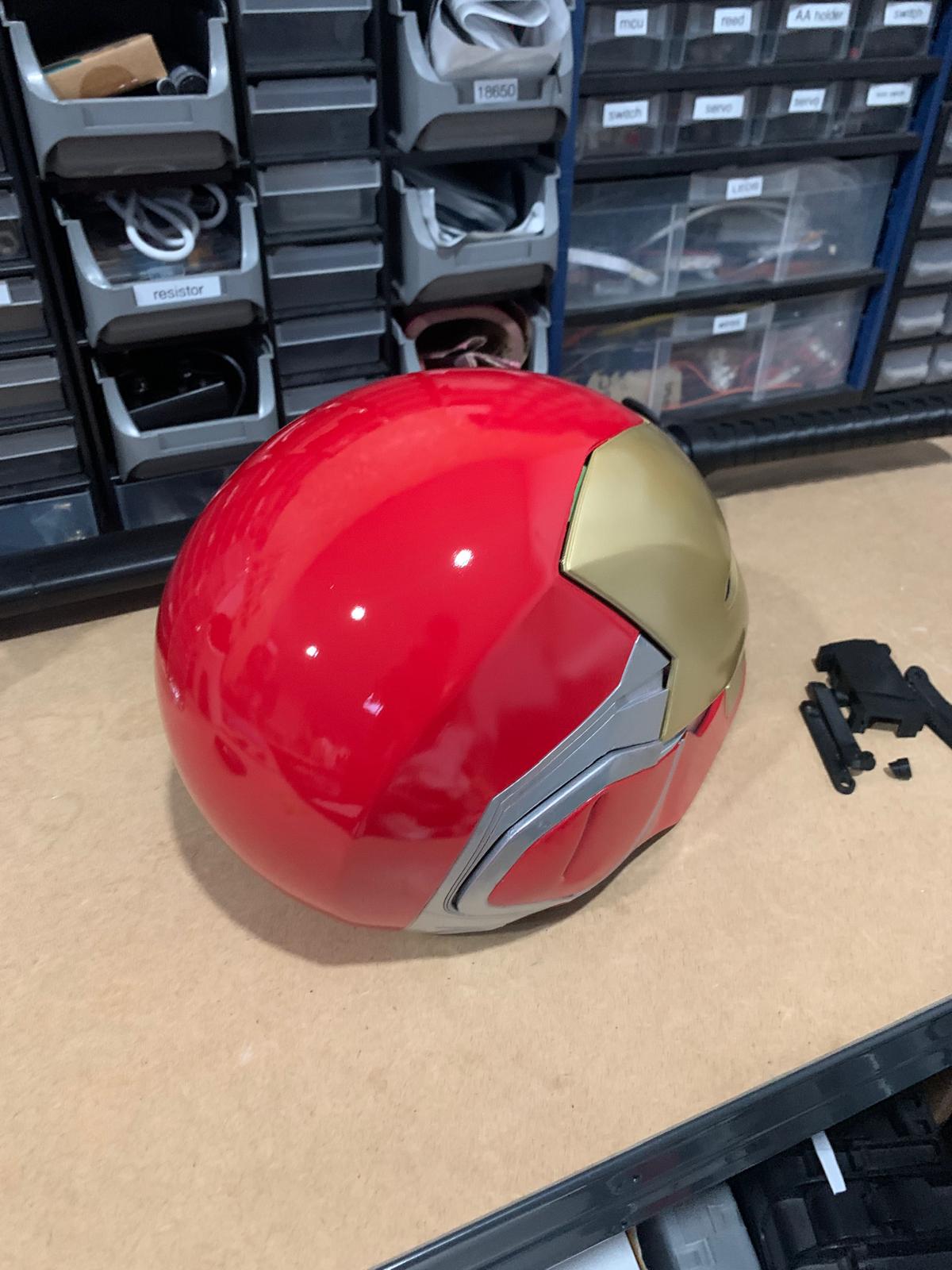 Iron man mk85 helmet with motorization scaled